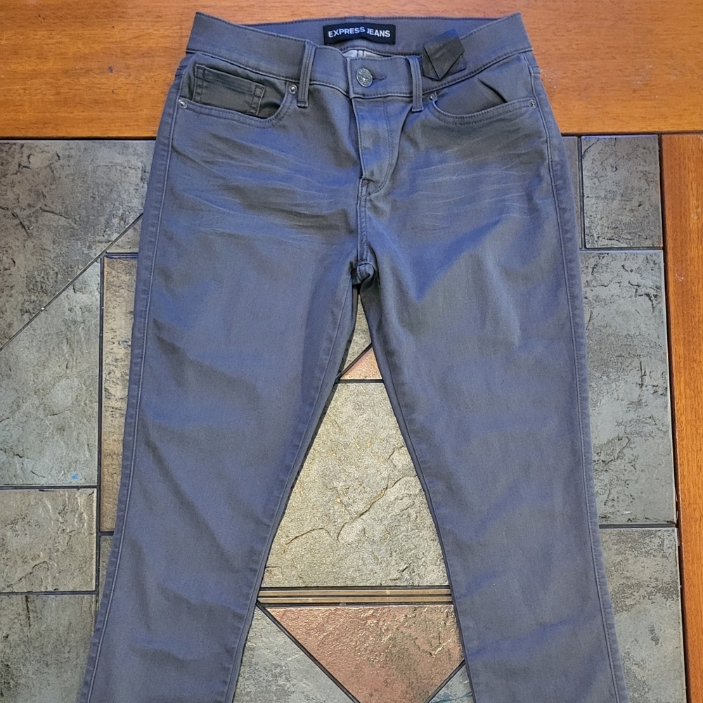 Express Women's Gray Mid Rise Jeans
